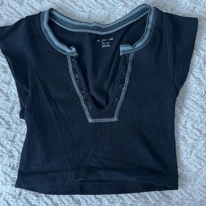 Urban Outfitters Black Ribbed Short Sleeve Top